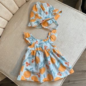 Baby girl cuties dress with matching sun hat
